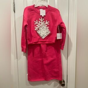 btween Pink Snowflake Sweatshirt/ Sweatpants with Snowflake Wristlet ❄️🩷